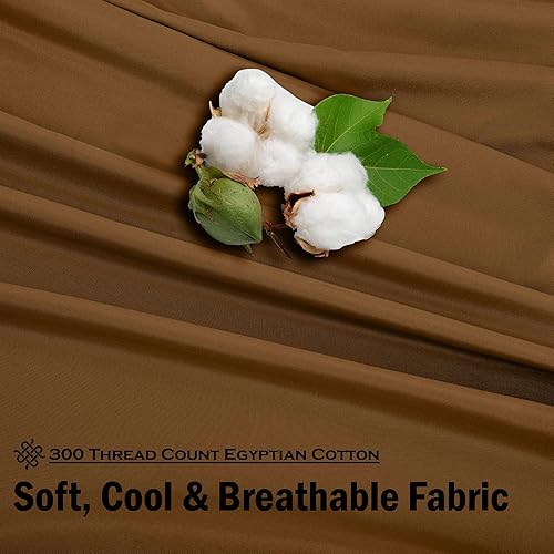 Miniatura 6 de ROYALE LINENS Juego de sábanas de 300 hilos de algodón peinado de fibras largas, 100 % algodón, 4 piezas, 1 sábana bajera, 1 sábana encimera y 2