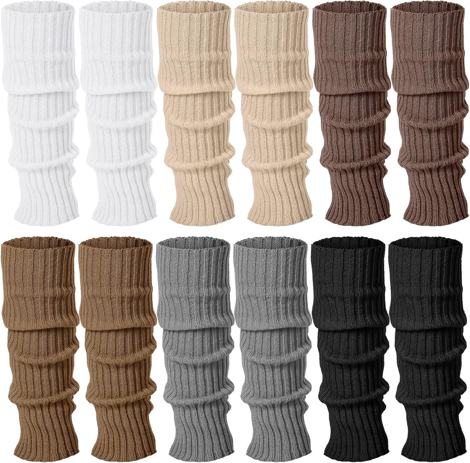 Sintege 6 Pairs Kawaii Leg Warmers Japanese Style Knitted Loose Socks Leg Warmers for Girls Women Lolita Costume School