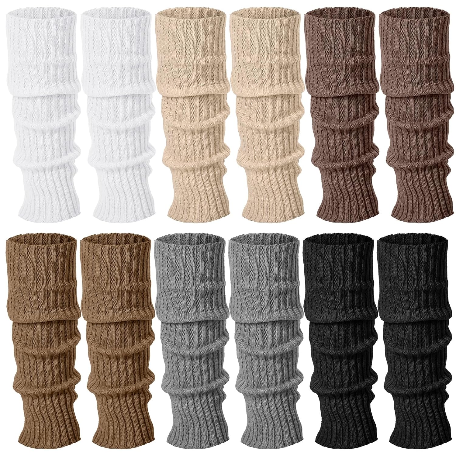 Sintege 6 Pairs Kawaii Leg Warmers Japanese Style Knitted Loose Socks Leg Warmers for Girls Women Lolita Costume