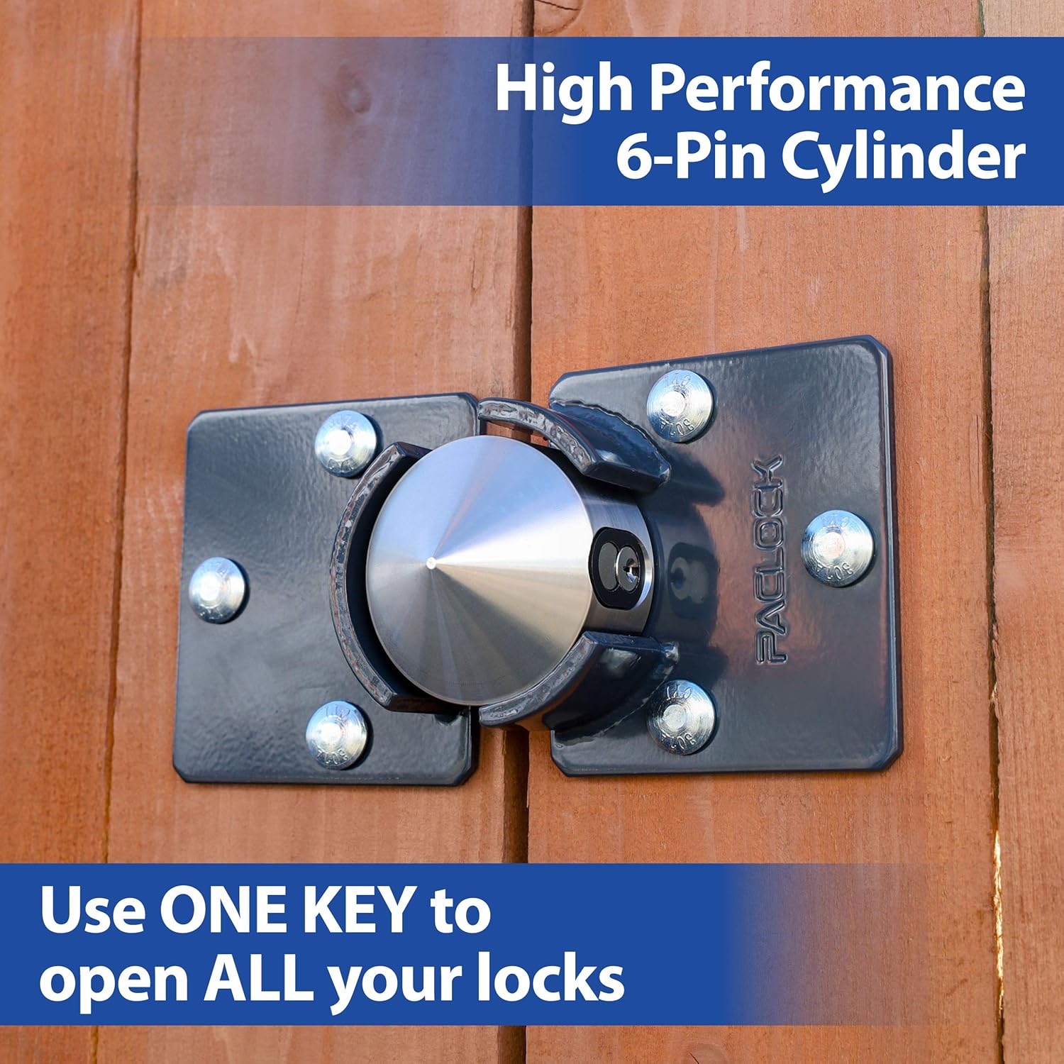 PACLOCK's UCS-9S/770 Hasp and Puck Combo Kit, Stainless Steel Body, White Hasp, High Performance 6-Pin Cylinder, Keyed Differently, with Backplates