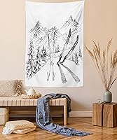 Vista 37 de Ambesonne Tapiz de cornamentas, cervatillo de ciervo de cola blanca en el desierto en el campo, tema de caza rural, colgante de pared