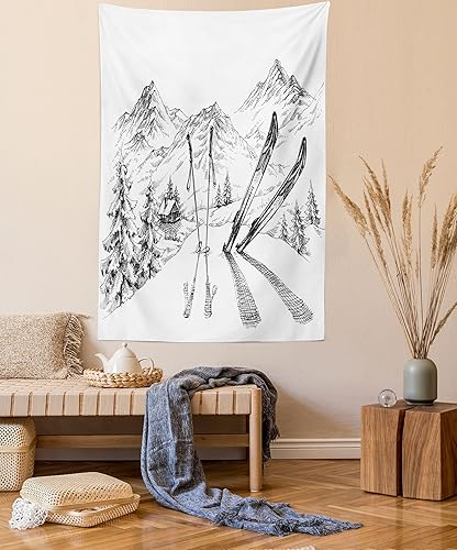 Miniatura 32 de Ambesonne Tapiz vintage, auto viejo frente a un edificio abandonado en La Habana, paisaje urbano cubano, colgante de pared ancho para dormitorio,