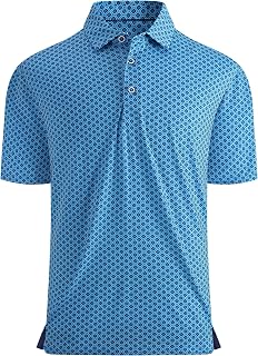 Esabel.C Golf Shirts for Men Moisture Wicking Dry Fit Short Sleeve Polo | 4-WAY Stretch, Cooling, Lightweight, Fitted, Stiff Collar, Unique Print, Performance, Ideal for Golf & Casual, UPF40+