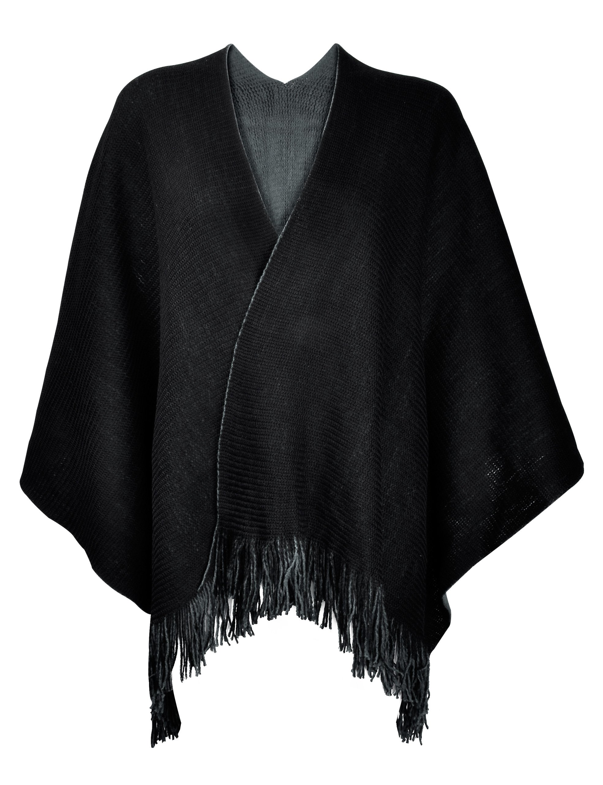 ZLYC Donna Caldo Poncho Retrò Sfrangiata Mantella per Primavera Autunno Inverno