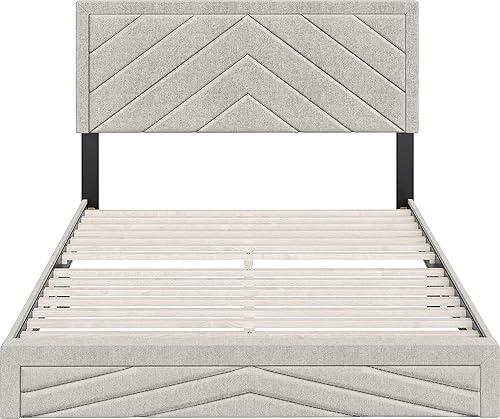 Miniatura 16 de Boyd Sleep Beaumont - Cama de plataforma tapizada con cabecero, base de colchón con 14 soportes de listones de madera, no requiere somier, piel