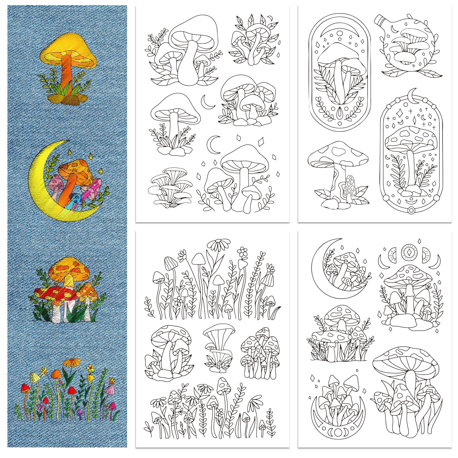 16 Motifs Stabilisateurs Solubles GLOBLELAND - Fleurs Et Dames Pré-imprimés Pour Broderie Manuelle