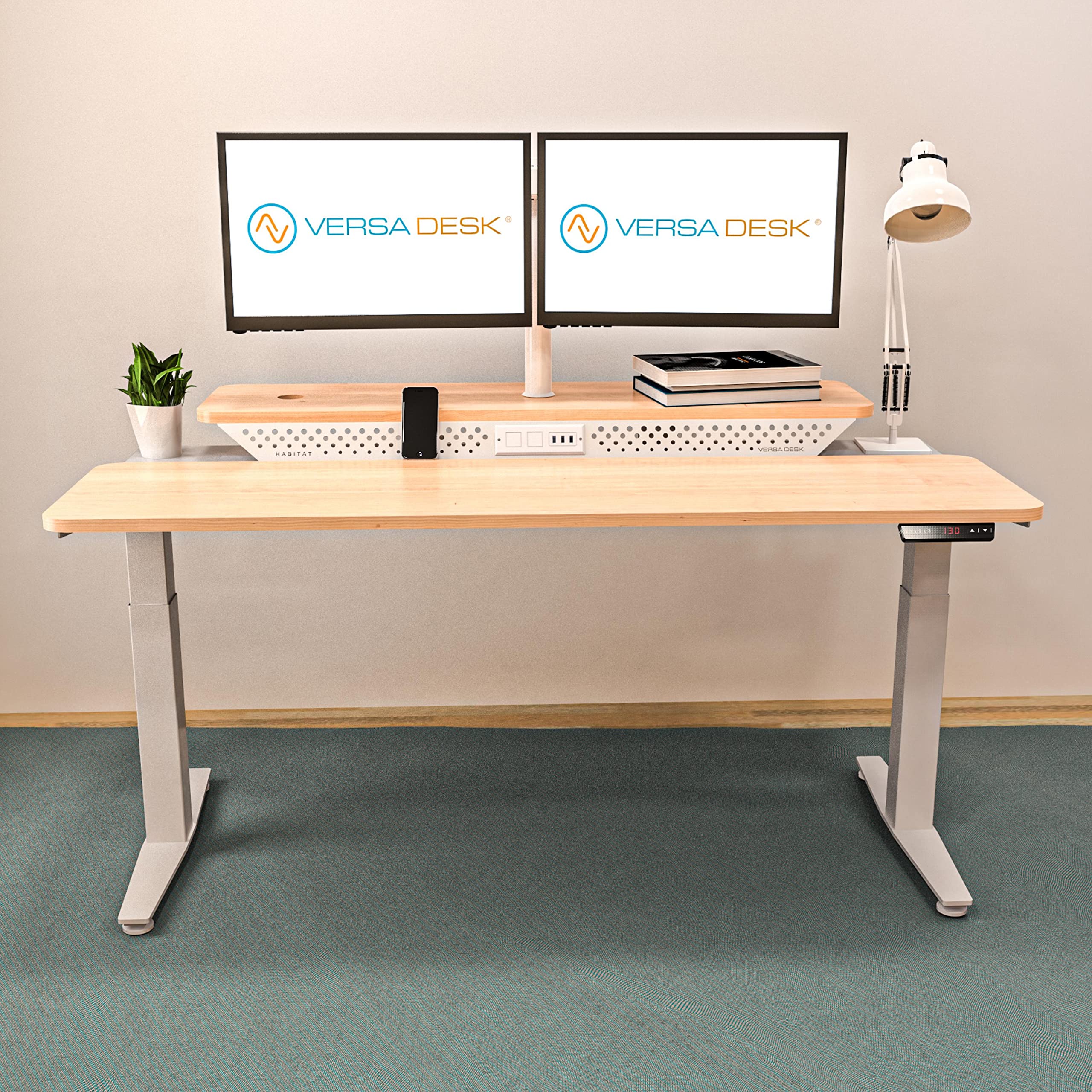 VERSADESK 60 Wide Powerlift Split-Level Electric Standing Desk Height Adjustable Sit Stand Desk for Work Office or Home — view 2