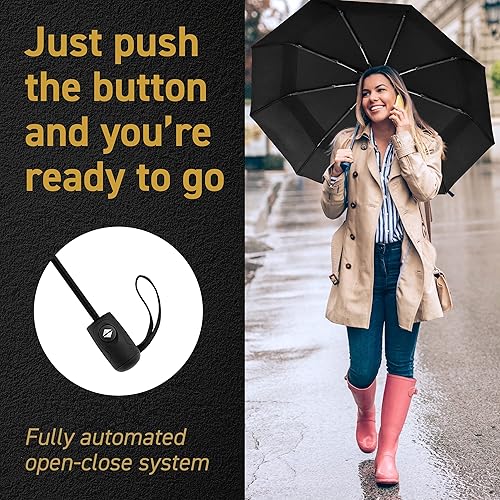 Miniatura 6 de EEZ-Y Windproof Travel Umbrellas for Rain - Lightweight Strong Compact with  Easy Auto OpenClose Button for Single Hand Use - Double Vented Canopy