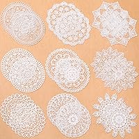 Mimorou 18 Pack 6 Inch White Crochet Lace Doilies - Vintage Handmade Cotton Coasters, Rustic Table Placemats for Wedding, Christmas Decor
