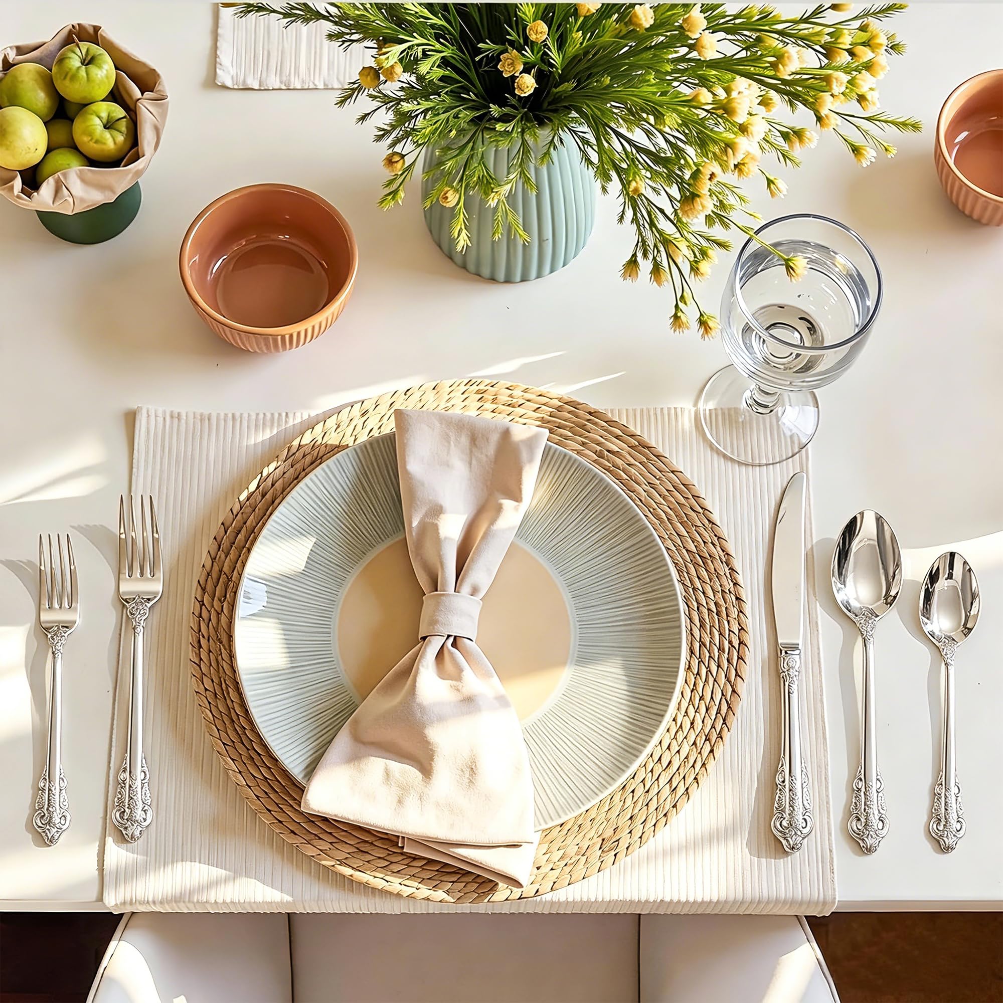 Prächtiges Barock Silber 18/10 Edelstahl Besteck-Set mit 20 Teilen, rostfreies Edelstahl Besteck inklusive Gabel, Löffel und Messer mit Geschenkbox