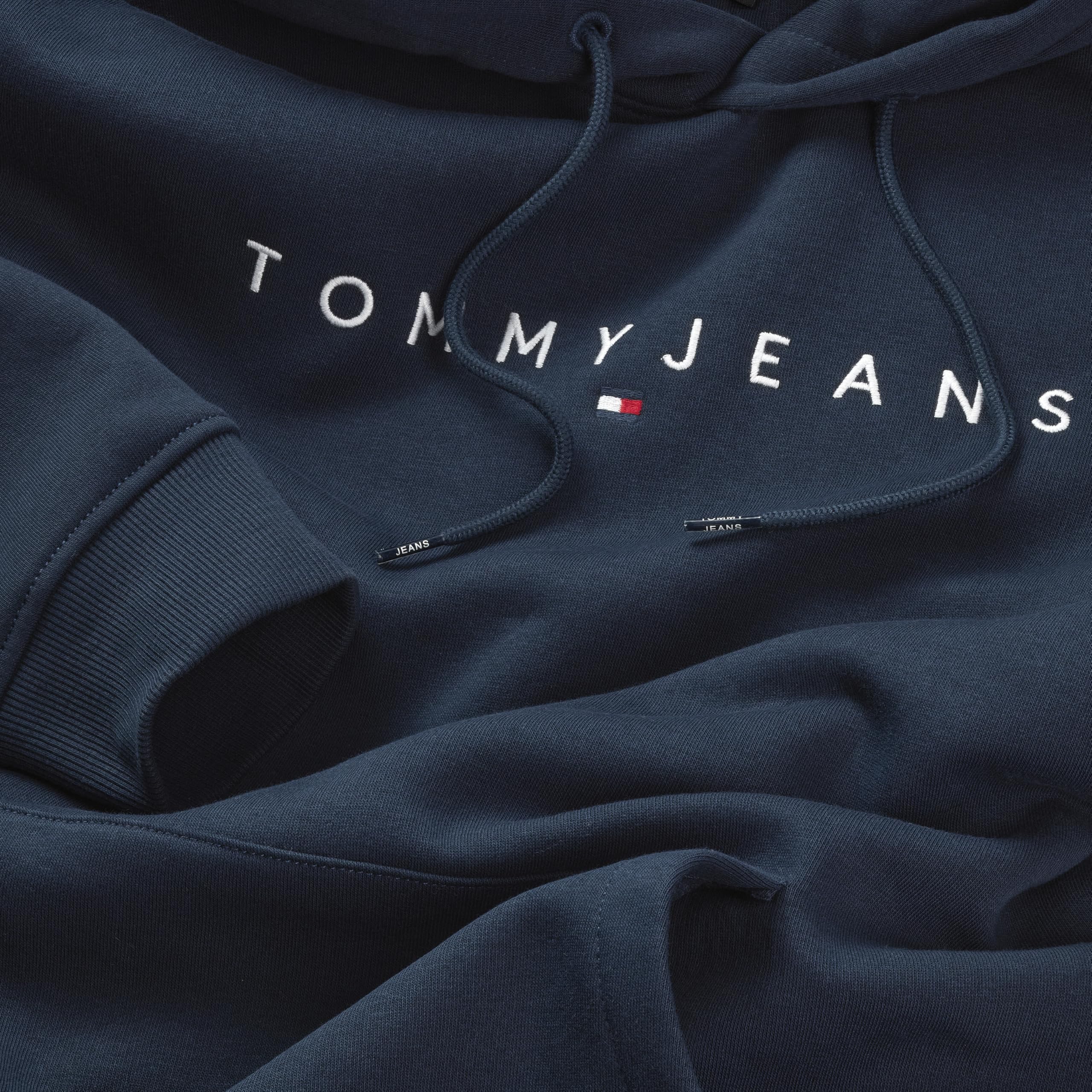Tommy Jeans Męska bluza z kapturem TJM REG LINEAR LOGO EXT DM0DM20746C1G005, niebieska (Dark Night Navy), XL, Niebieski (Dark Night Navy), XL