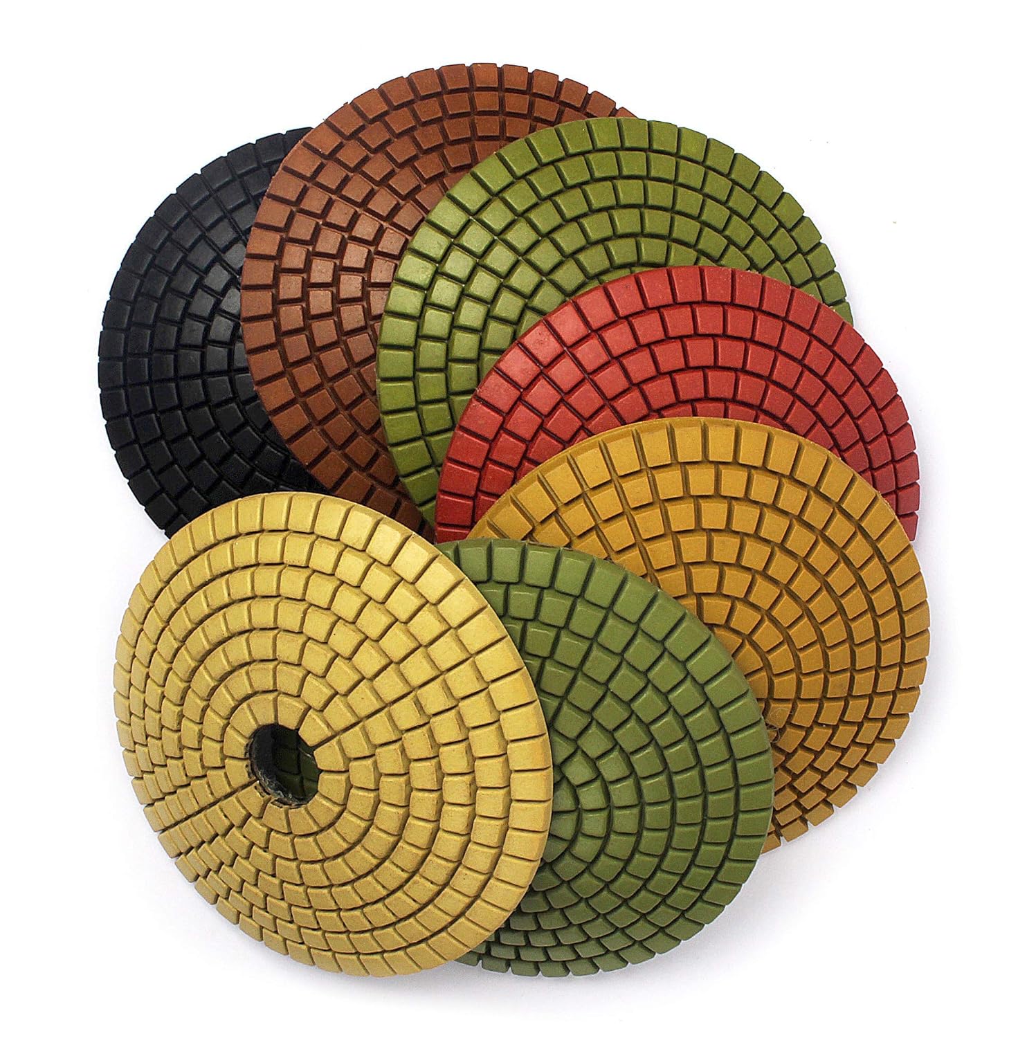 4 Inch Concave Convex Diamond Polishing Pads with Hook and Loop Backer Pad for Marble Granite