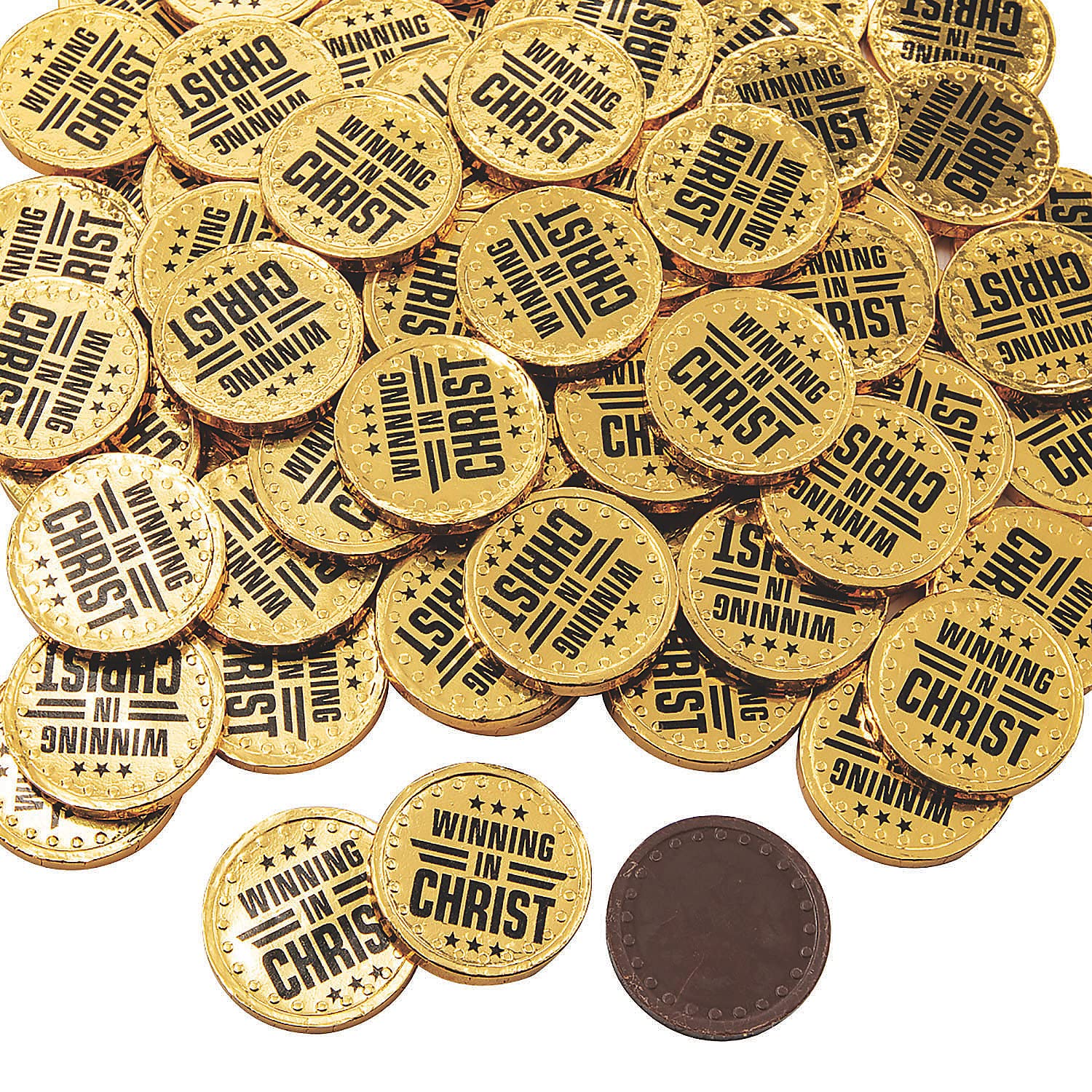 Fun Express Winning in Christ Gold Chocolate Coins, 76 Pieces, 1.5 in, 1 lb