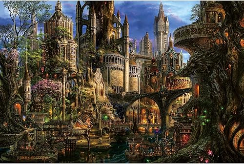 Ingooood - Rompecabezas de 1000 piezas para adultos- Serie de fantasía - Ciudad de plantas verdes_IG-1146 Rompecabezas de madera de entretenimiento