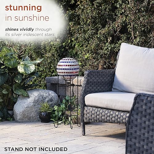 Miniatura 7 de Alpine Corporation Globo patriótico de 10 pulgadas de diámetro para interiores y exteriores, diseño de estrellas y rayas de cristal, rojo, blanco y