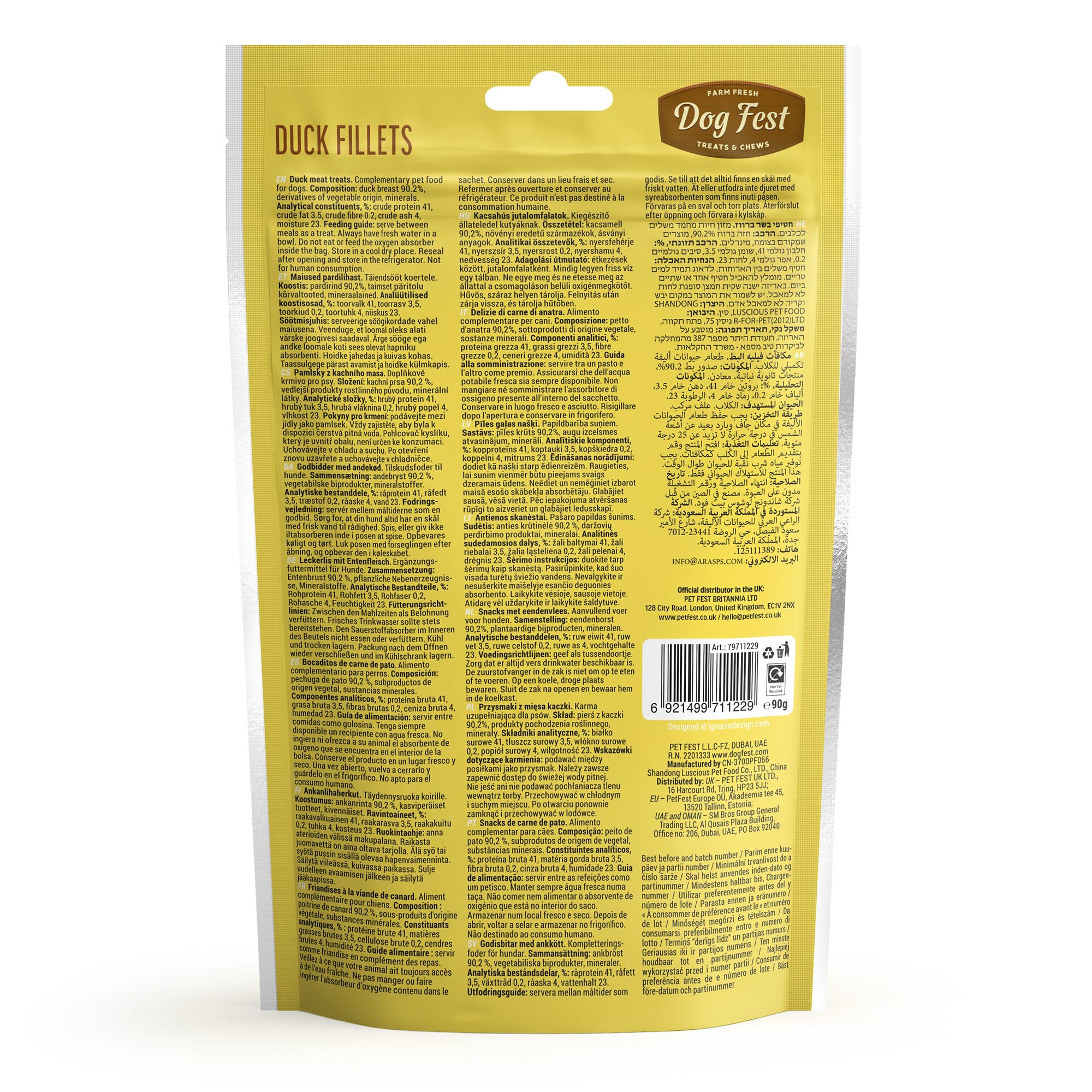Dog Fest Premium Duck Fillets, High Meat Content Natural Dog Treats for Medium & Large Dogs - Image 3