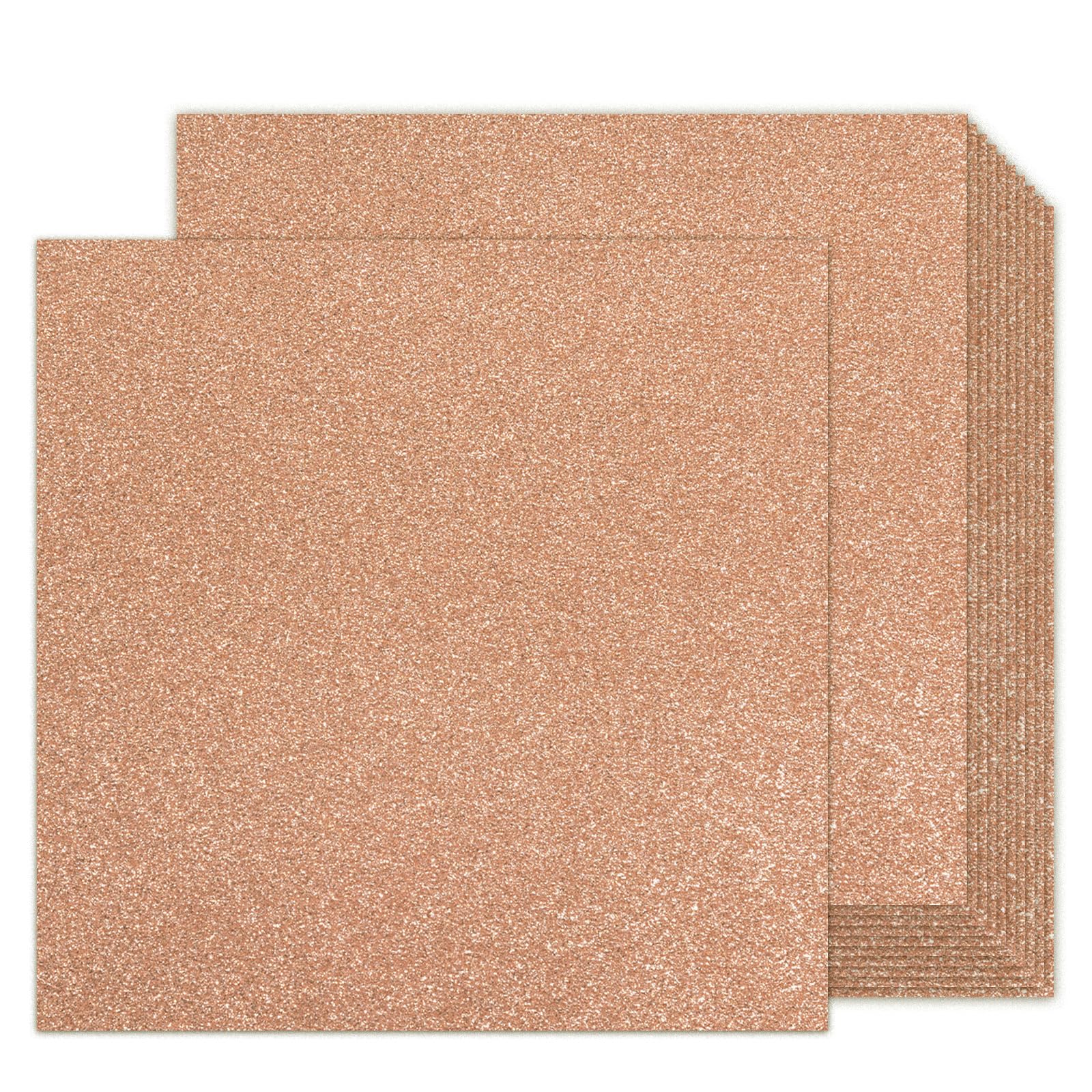 Rose Gold Glitter Cardstock 12x12 Double-Sided 24 Sheets, Goefun Gold No-Shed Glitter Paper 280GSM/100lb Pink Card Stock for Craft, Art, Invitation,