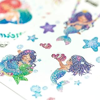 Toyseum 30 x Mermaid Glitter Tattoo Sheets For Kids (432 Tattoos), Fillers for Girls Party Bags, Premium Temporary Glitter Tattoos, Pack of 30 Sheets (432 Tattoos Total)