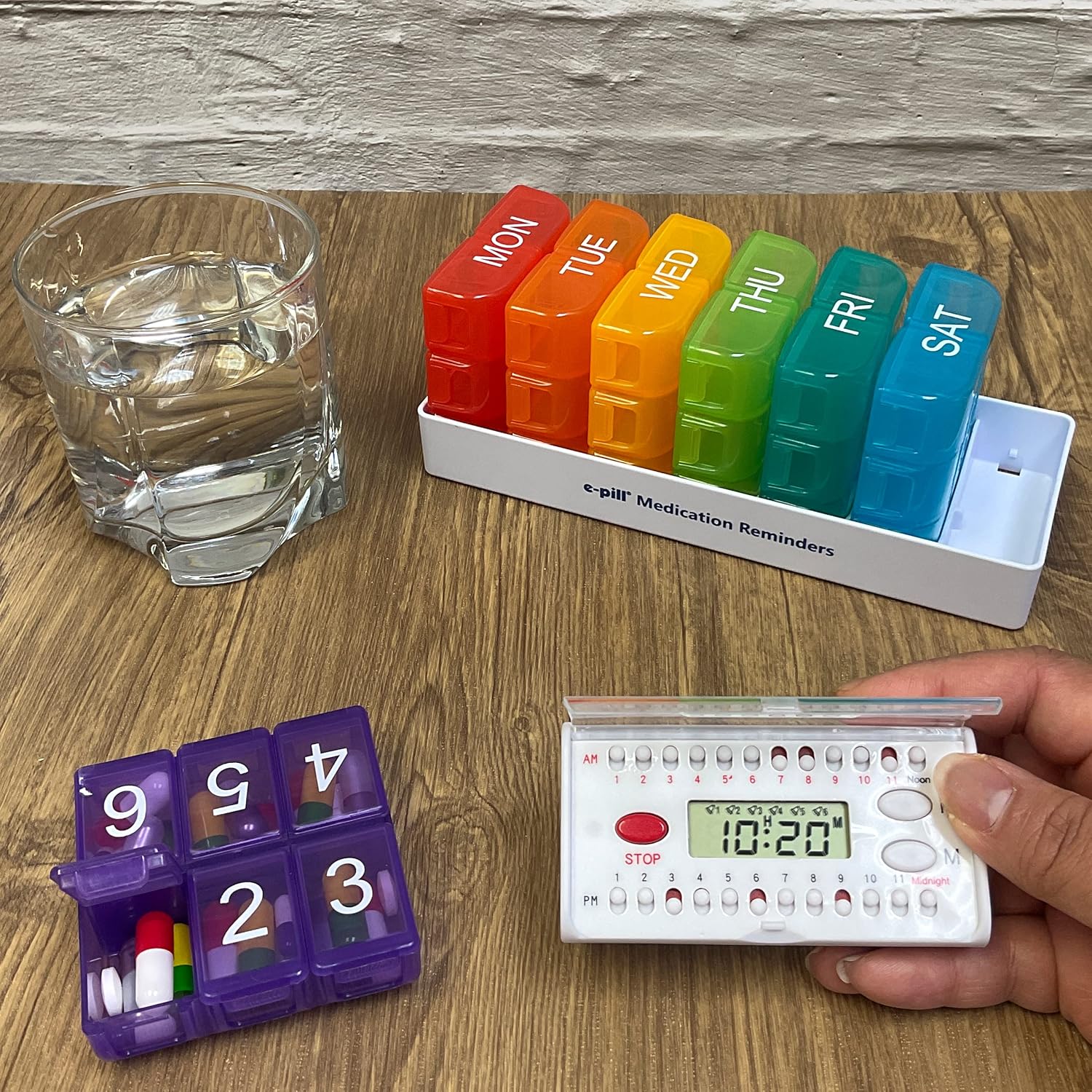 e-Pill 7 Day Weekly Pill Organizer – 6 Times a Day Medicine & Vitamin Box with 6 Alarm Reminders