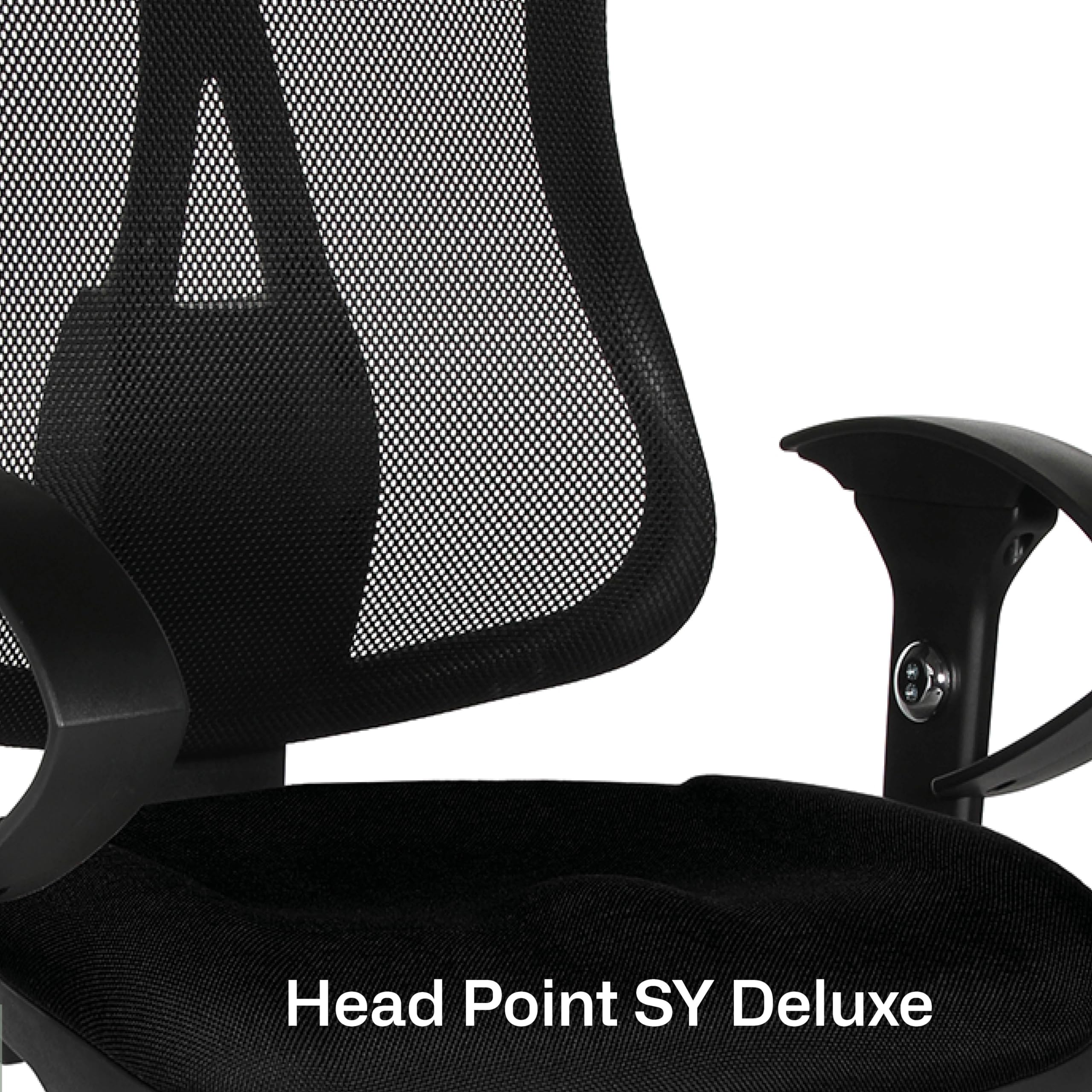 Topstar Head Point SY Deluxe Sedia Girevole per Ufficio, Braccioli Regolabili in Altezza, Rivestimento in Tessuto Nero