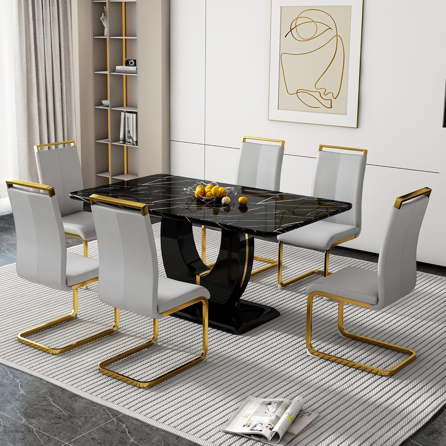 Amazon.com - Btikita Dining Table Set for 6, Kitchen Table Chairs Set ...