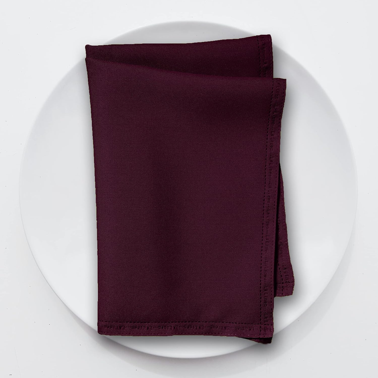 LA Linen Napkins, Faux Raw Silk, QEB Laser Bonded Edge, Stain and Wrinkle Resistant Cloth Napkin for Dinning, Kitchen, Party, 18 by 18-Inch, 6-Pack, Burgundy
