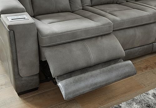 Miniatura 17 de Signature Design by Ashley Next-Gen DuraPella - Sofá reclinable moderno de piel sintética con reposacabezas ajustable, color gris