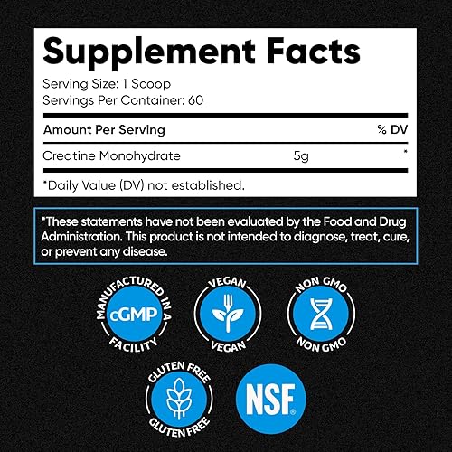 Miniatura 9 de Venture Pal Monohidrato de creatina micronizada 100% pura, creatina sin sabor para mujeres y hombres, vegano, keto, sin gluten, 0.18 oz (5000 mg)