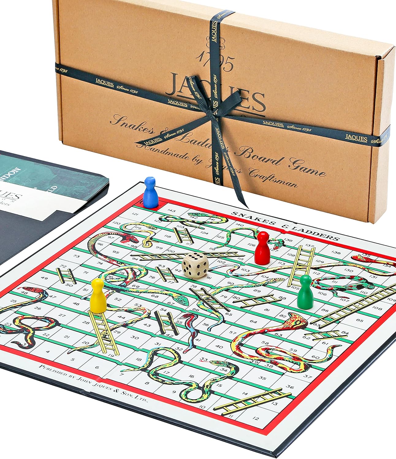 Snakes & Ladders 12 Snakes and Ladders Board Game with Wooden Pieces