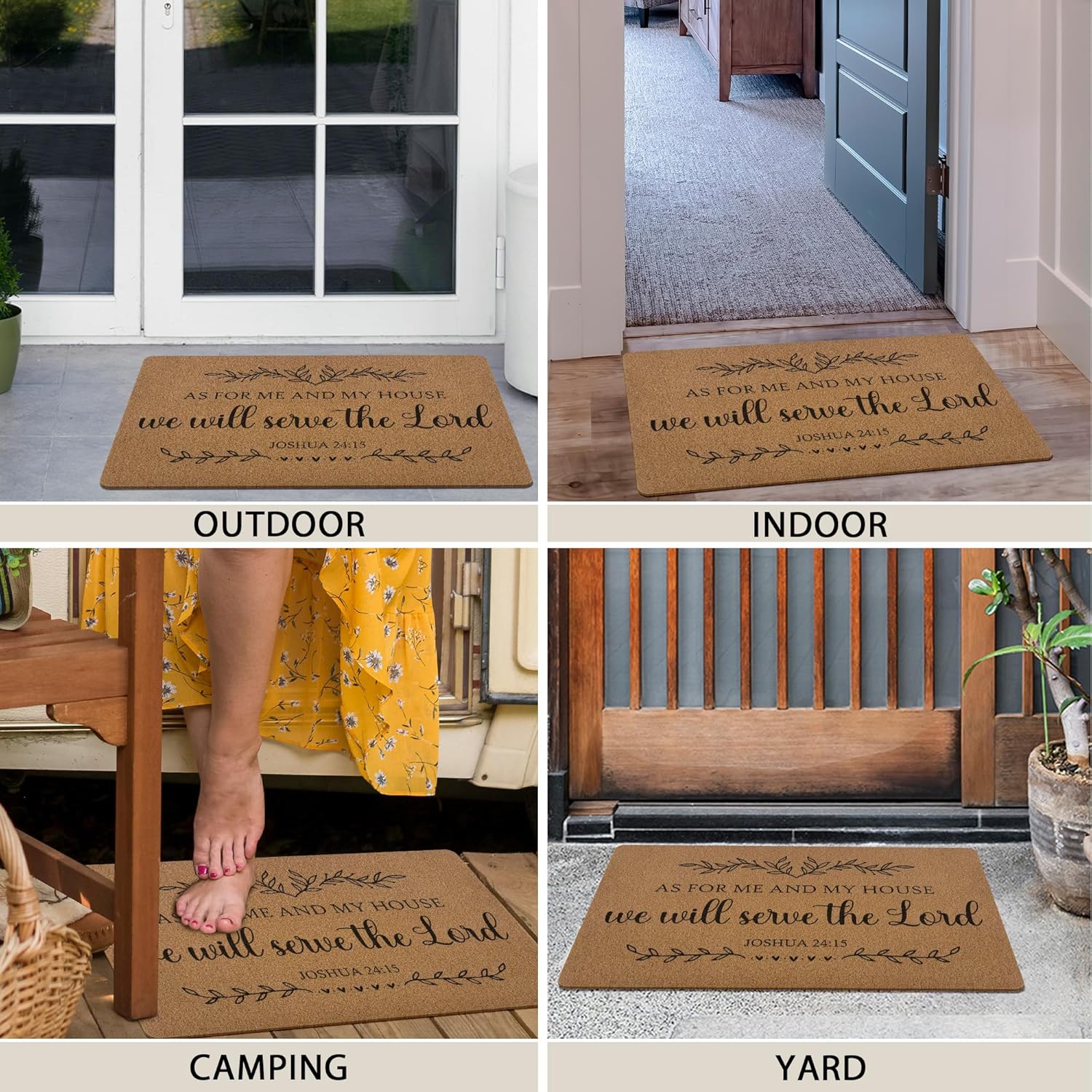 Christian Easter Door Mat, Christian Gifts for Woman, As for Me and My House We Will Serve The Lord Welcome Front Door Mat Indoor Outdoor Entrance, Bible Verse Coir Doormat for Patio 30x17in