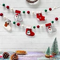 Vista 8 de pinkblume Guirnalda de Navidad de fieltro de lana, muñeco de nieve de lana, árbol de Navidad, bandera de Papá Noel, guirnalda de pompones
