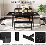 IDEALHOUSE Extendable Dining Table Set, 5-Piece Kitchen & Dining Room Set, MDF Top with Metal Frame, Modern Space-Saving Furniture for Dining Room or Apartment, Black