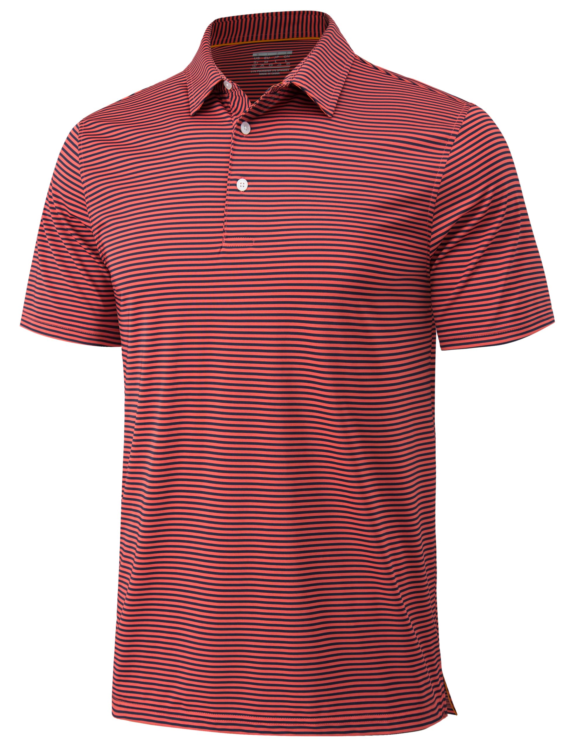 MAGCOMSEN Men's Polo Shirts Short Sleeve Striped Golf Summer Polos Dry Fit Performance Casual Collared Shirt Red S