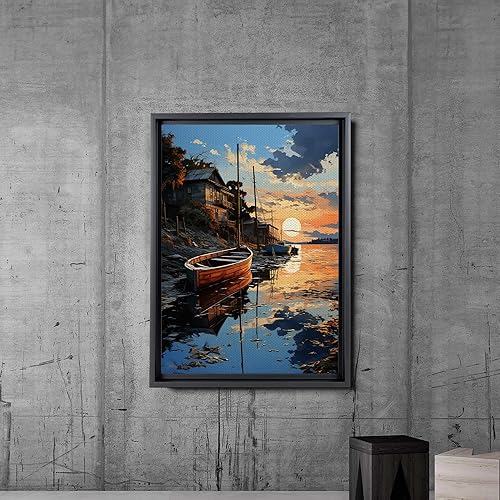 Miniatura 7 de Style Art Ocean Lovers, Style Large Boat on Water Scenery, nature prints, boat with oars, kids decoration, Ocean Painting, sunset sailboats