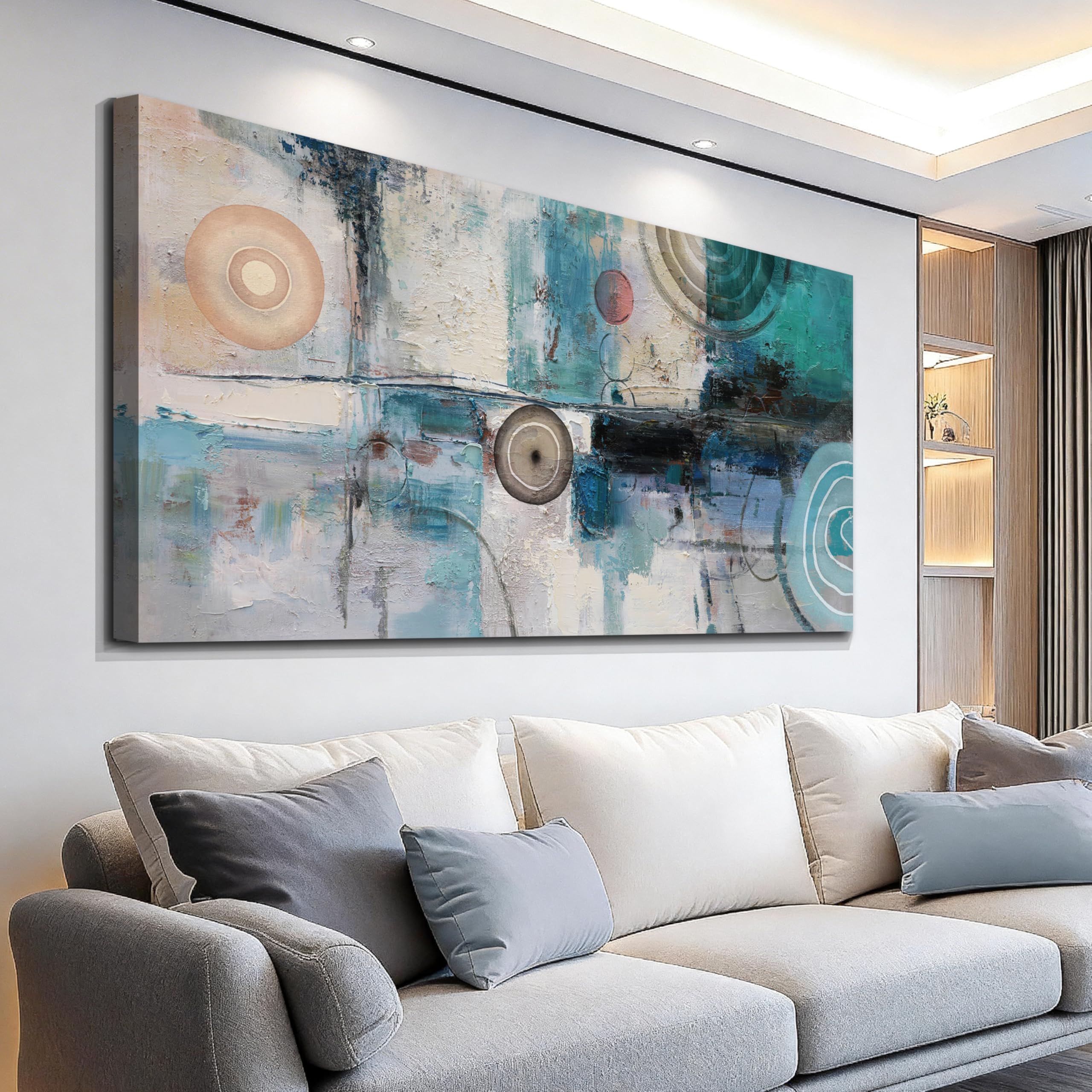 Acocifi Turquoise Pictures for Living Room, Large Canvas Wall Art 58"x29" | HD Print, Waterproof, non-fading, Horizontal or Vertical Suitable for Sofa Office Bedroom Home Decor, Easy to Hang