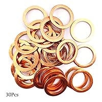 Vista 3 de Anillo de sellado de cobre para arandela plana M16, 0.630 in ID 0.866 in OD 0.059 in de grosor, junta de sellado métrico, 30 piezas