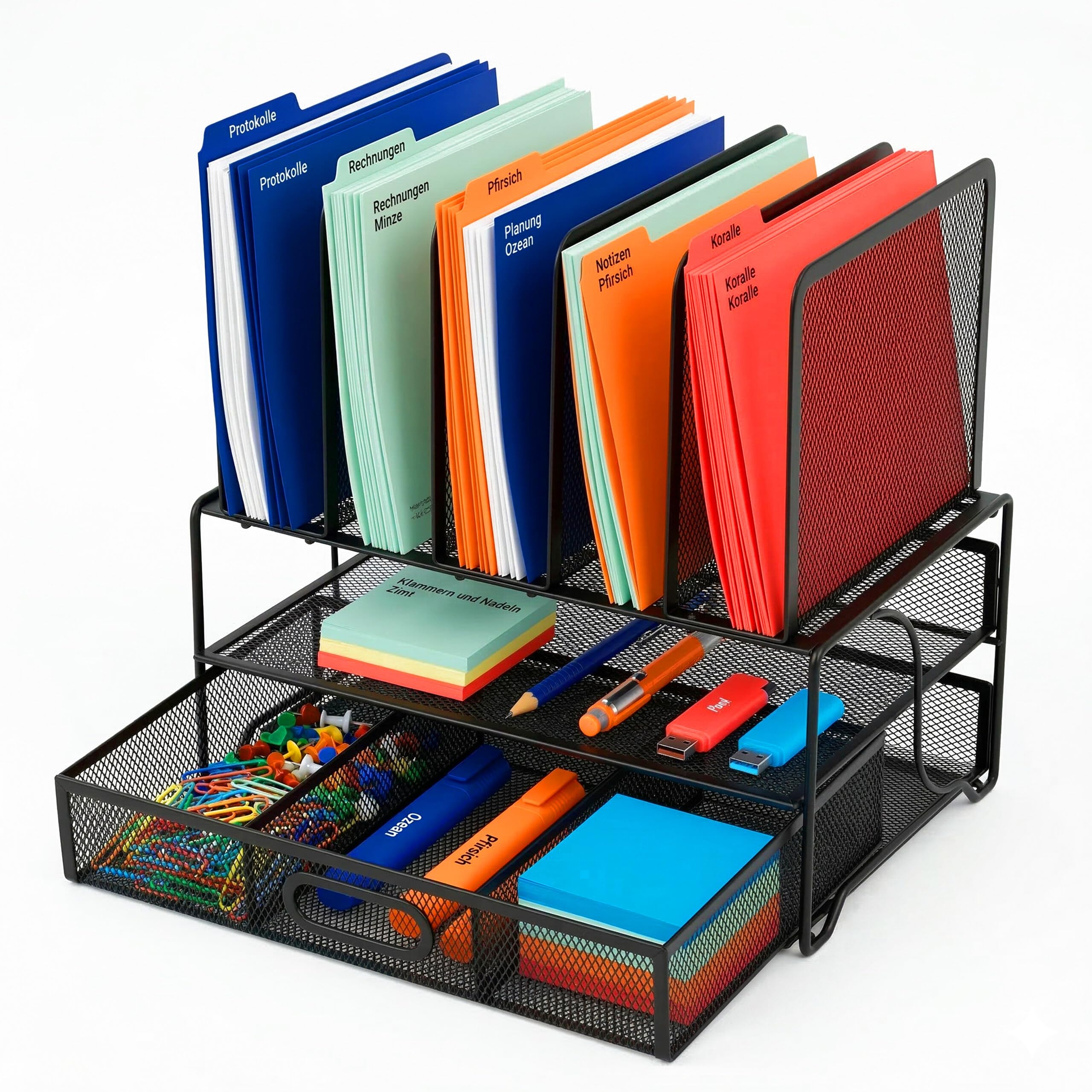 Porte-dossiers vertical grand volume pour optimiser le rangement du bureau