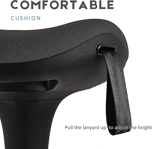 Miniatura 7 de IWMH Taburete de escritorio de pie, taburete de oficina de pie, taburete ergonómico que se tambalea, altura de ajuste y gira 360 asiento de trabajo