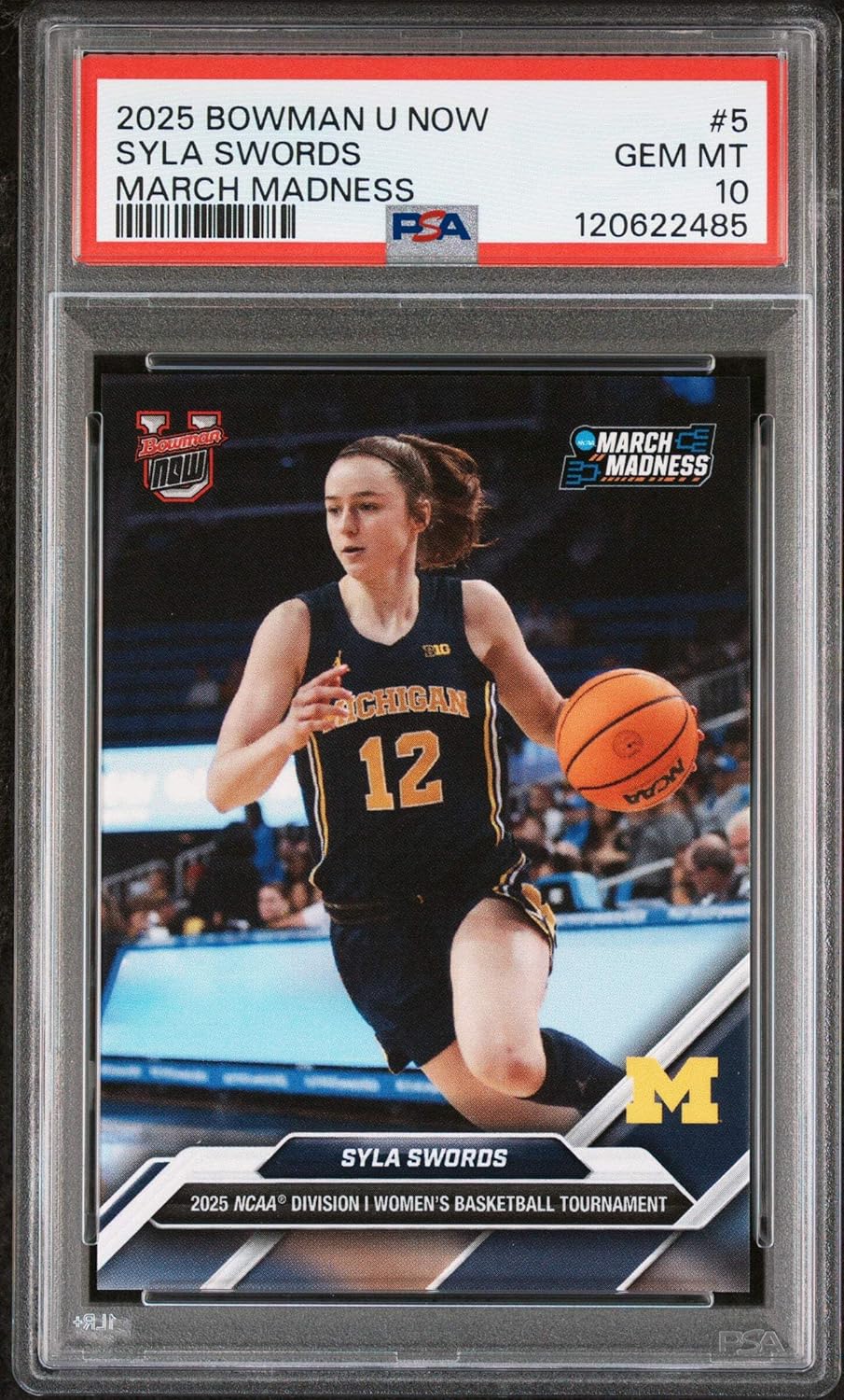 Graded 2025 Topps Bowman U Now Syla Swords #5 March Madness Rookie RC Basketball Card PSA 10 Gem Mint