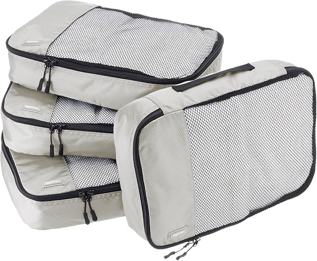 Amazon Basics Packing Cubes - Medium (4-Piece Set), Gray