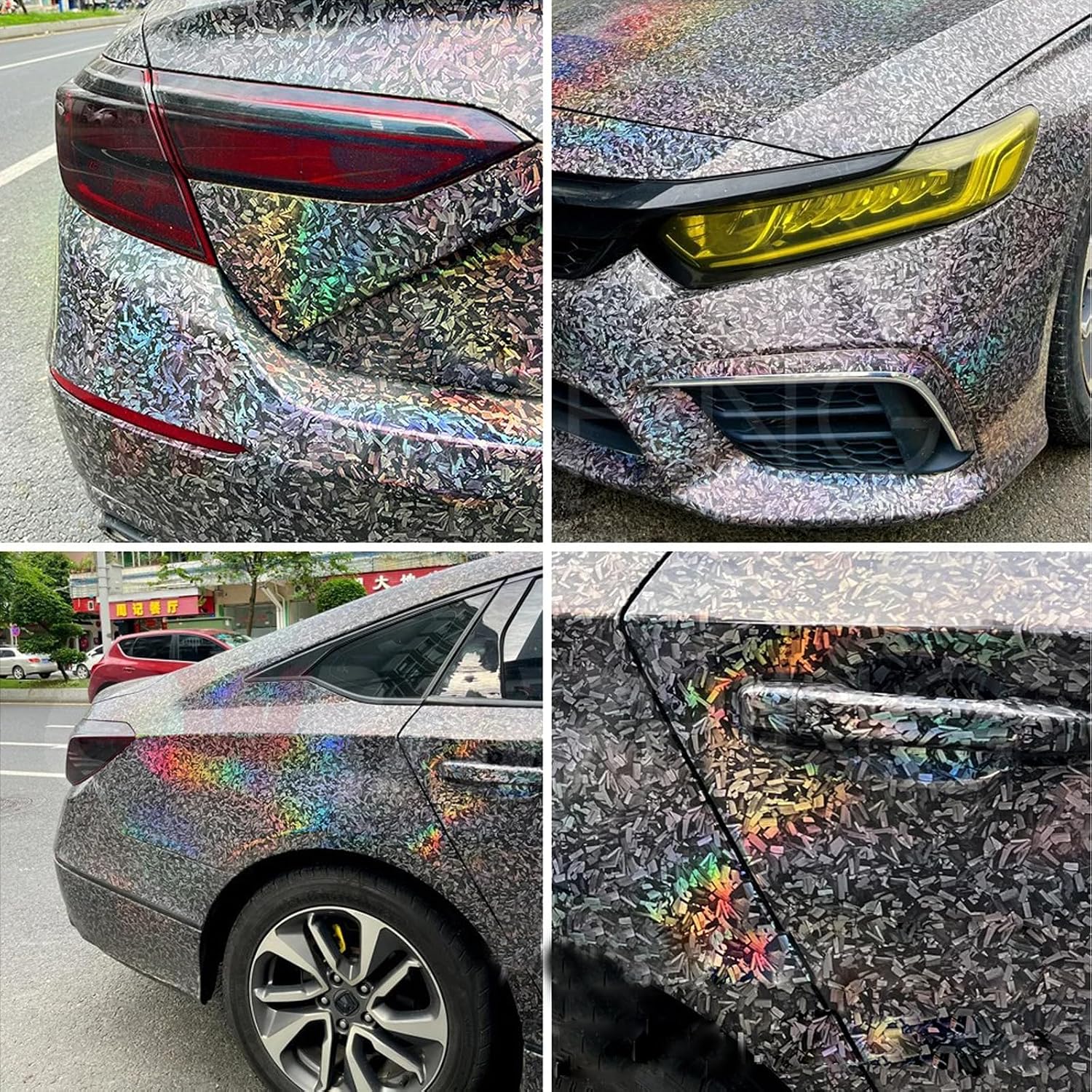 Forged Carbon Fiber Wrap for Cars, High Gloss Car Wrap Vinyl Roll, PVC Self-Adhesive Auto Decal Film Body Interior Wrapping Folie Stickers Coating 1ft x 10ft