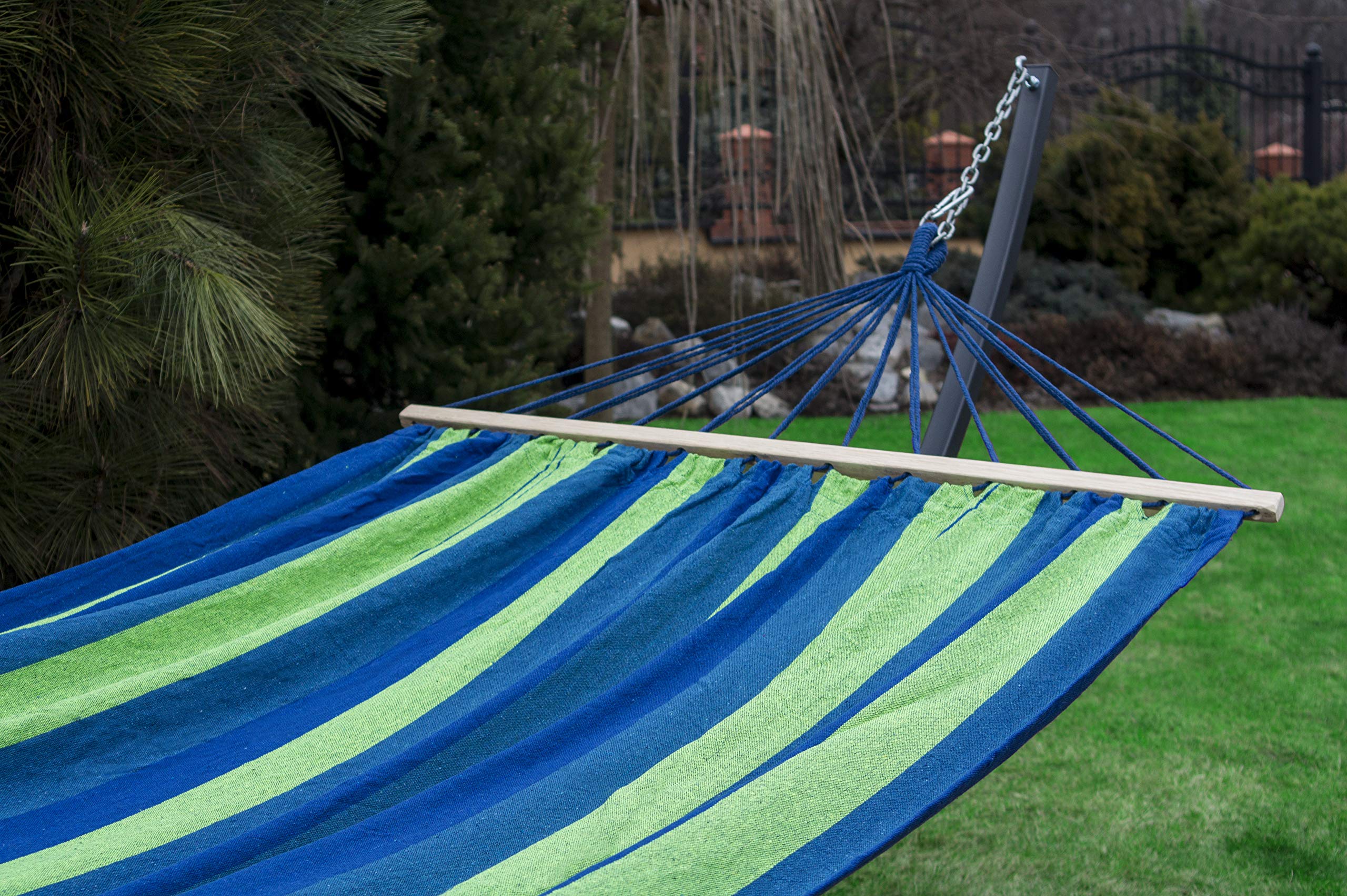 Amaca Da Giardino Con Supporto E Traverse In Legno - Portata 220kg - Telaio In Acciaio 365cm - Comoda E Resistente Per Due Persone - 2