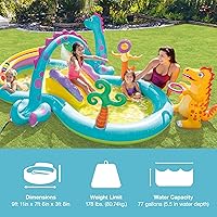 Vista 2 de Centro de juego inflable tierra de dinosaurios de Intex, 31 x 90 x 44 pulgadas, a partir de 2 años