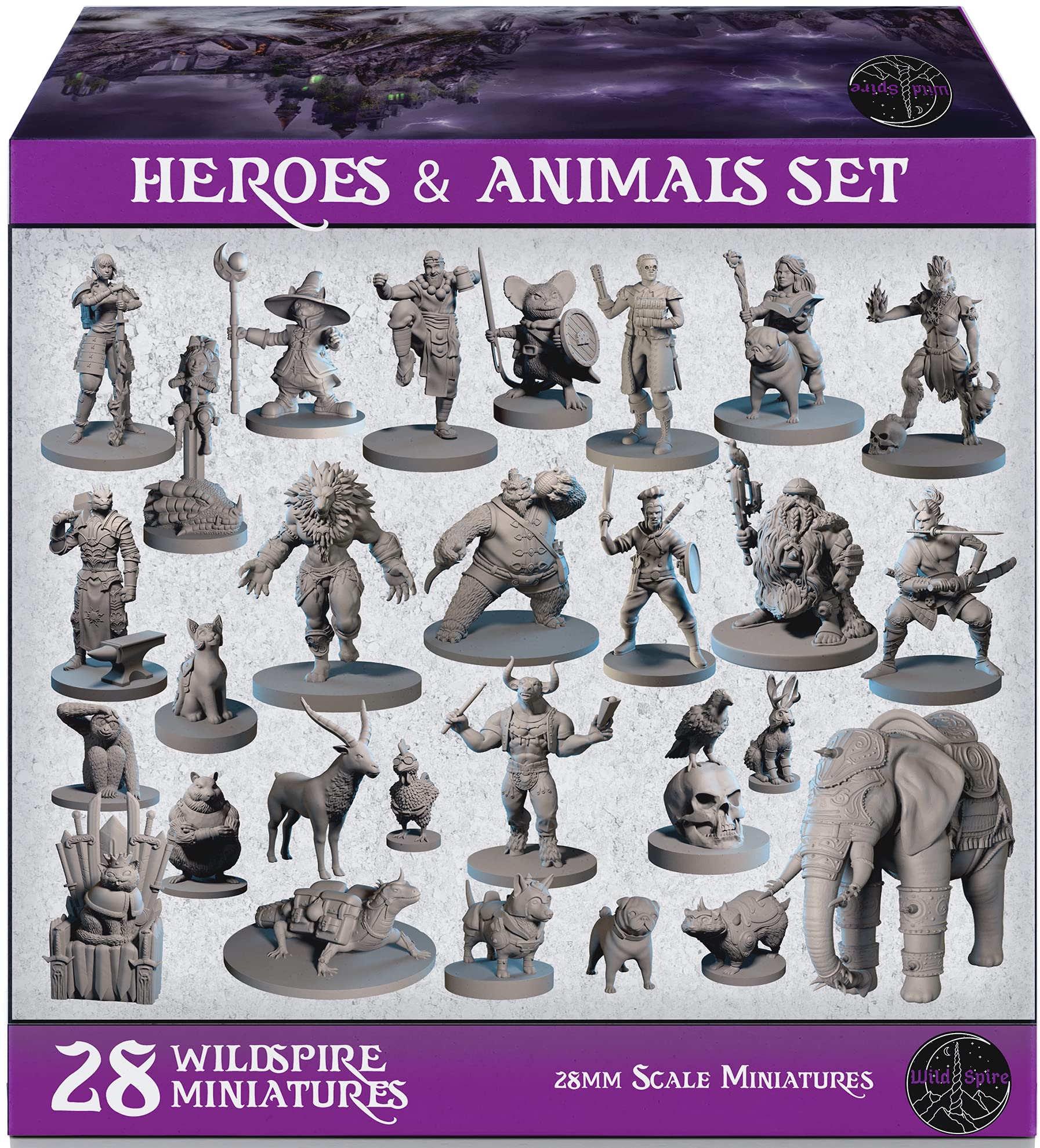 Buy Wildspire Miniatures Hero & Animals for DND Miniatures 28mm Bulk Dungeons and Dragons