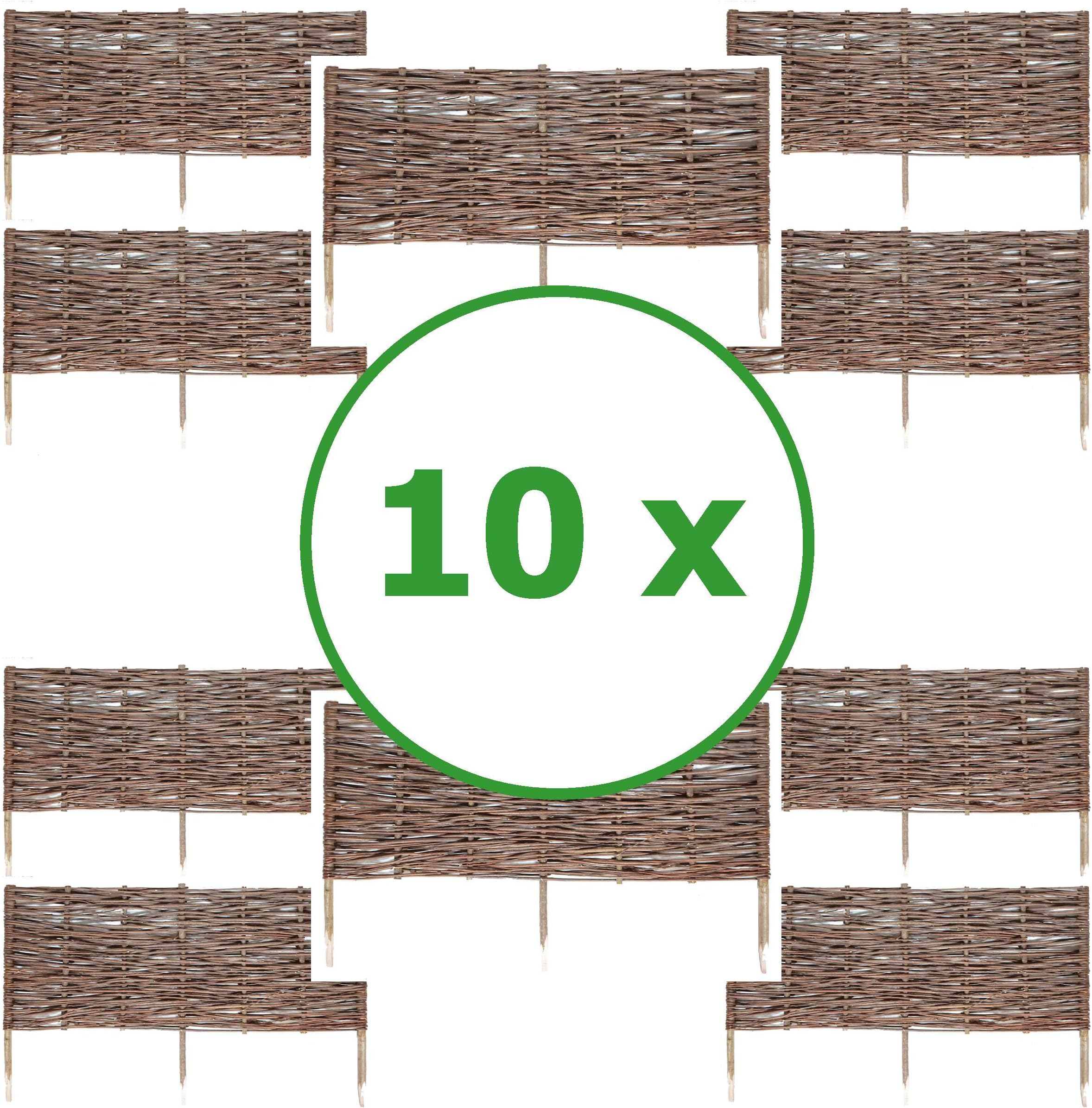 10 x BOGATECO Beeteinfassung aus Weide 100 cm Lang & 40 cm Hoch