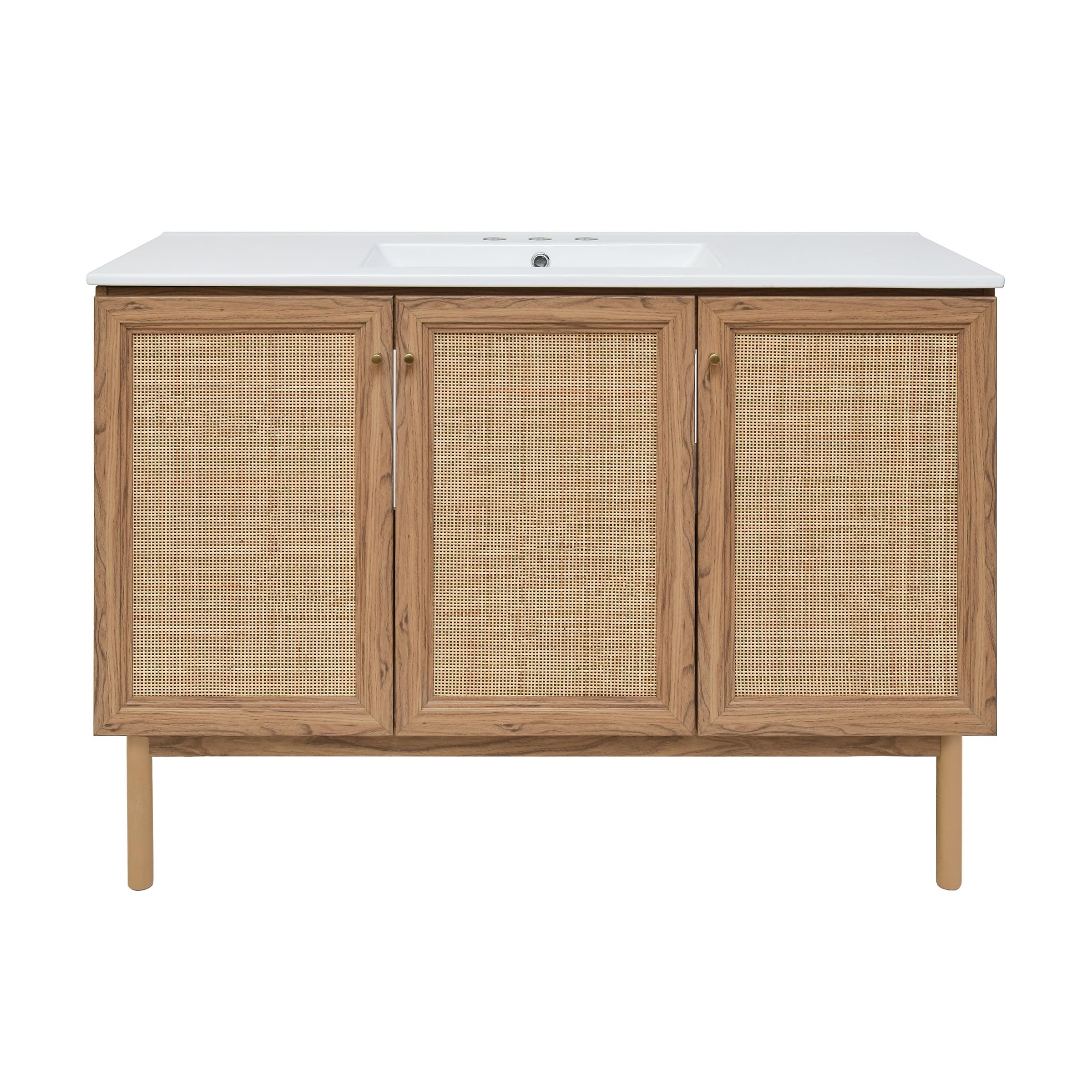 Swiss Madison Classe 48 in. Brown Oak Bathroom Vanity with White, 3-Hole Ceramic Sink Top