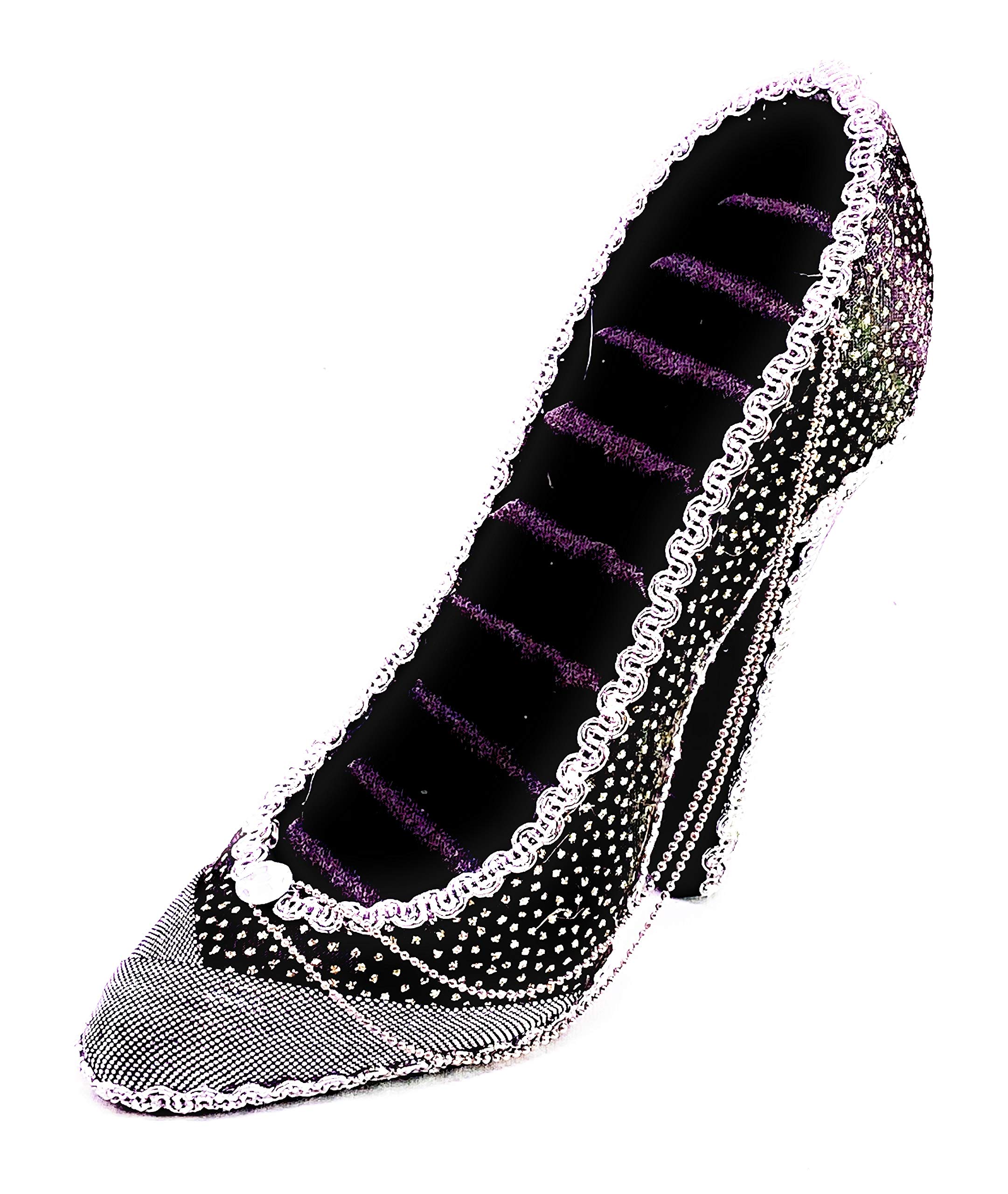 Black Sparkle Stiletto High Heel Ring Holder Shoes with Chains