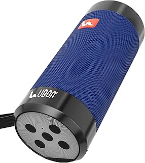 UBON Bluetooth स्पीकर ऑडियो बार वायरलेस स्पीकर LED टॉर्च, हाई बेस और स्टीरियो साउंड के साथ, USB और TF कार्ड, FM मोड, 4 घंटे तक प्लेटाइम, यात्रा के लिए पोर्टेबल स्पीकर (GBT-22A-Blue-R)
