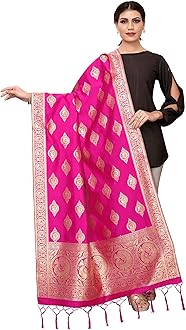 Women's Bandhani Floral Woven Silk Dupatta With Zari Work