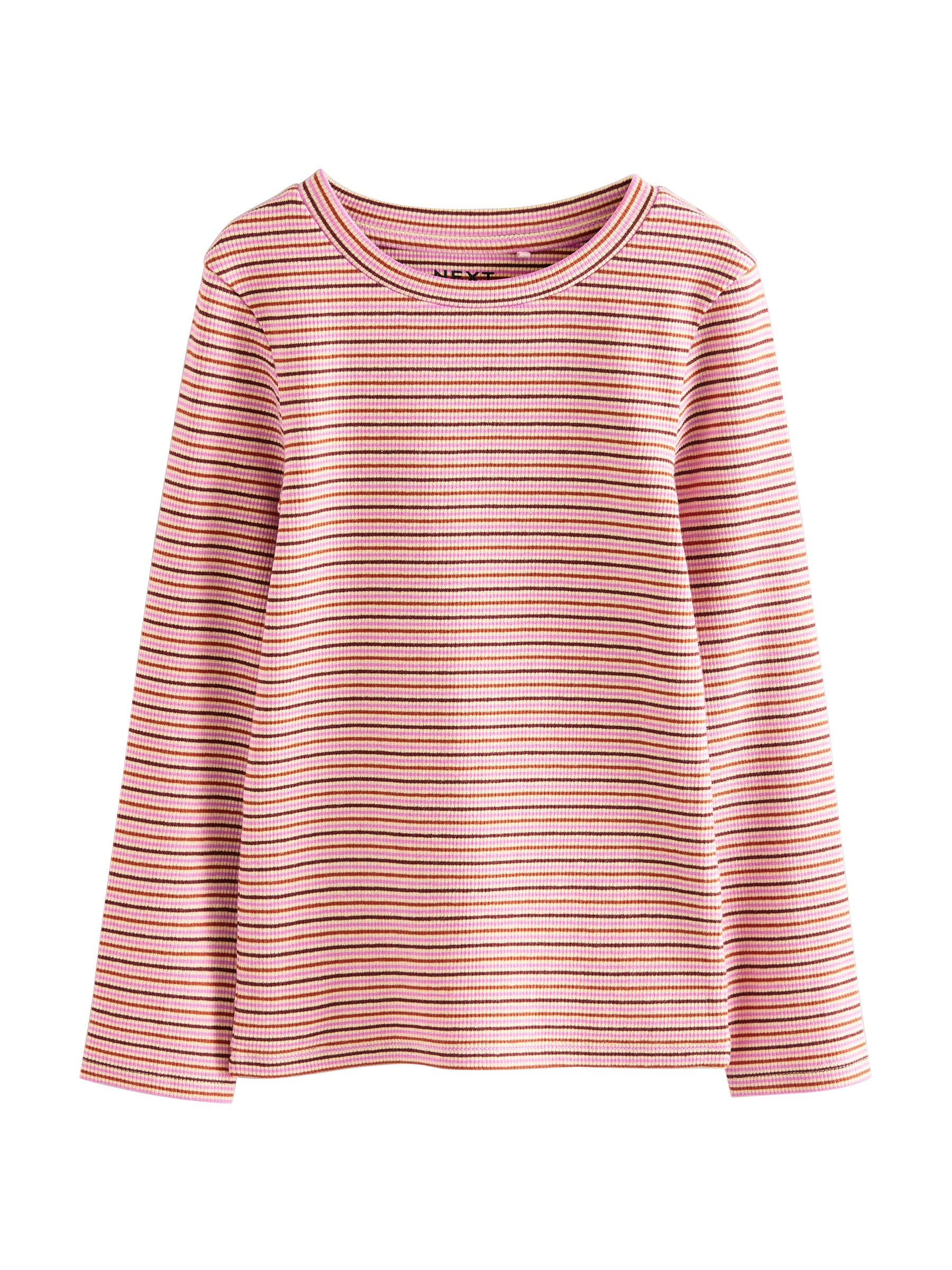 NEXT Mädchen Gerippte Langarm-T-Shirts, 4er-Pack